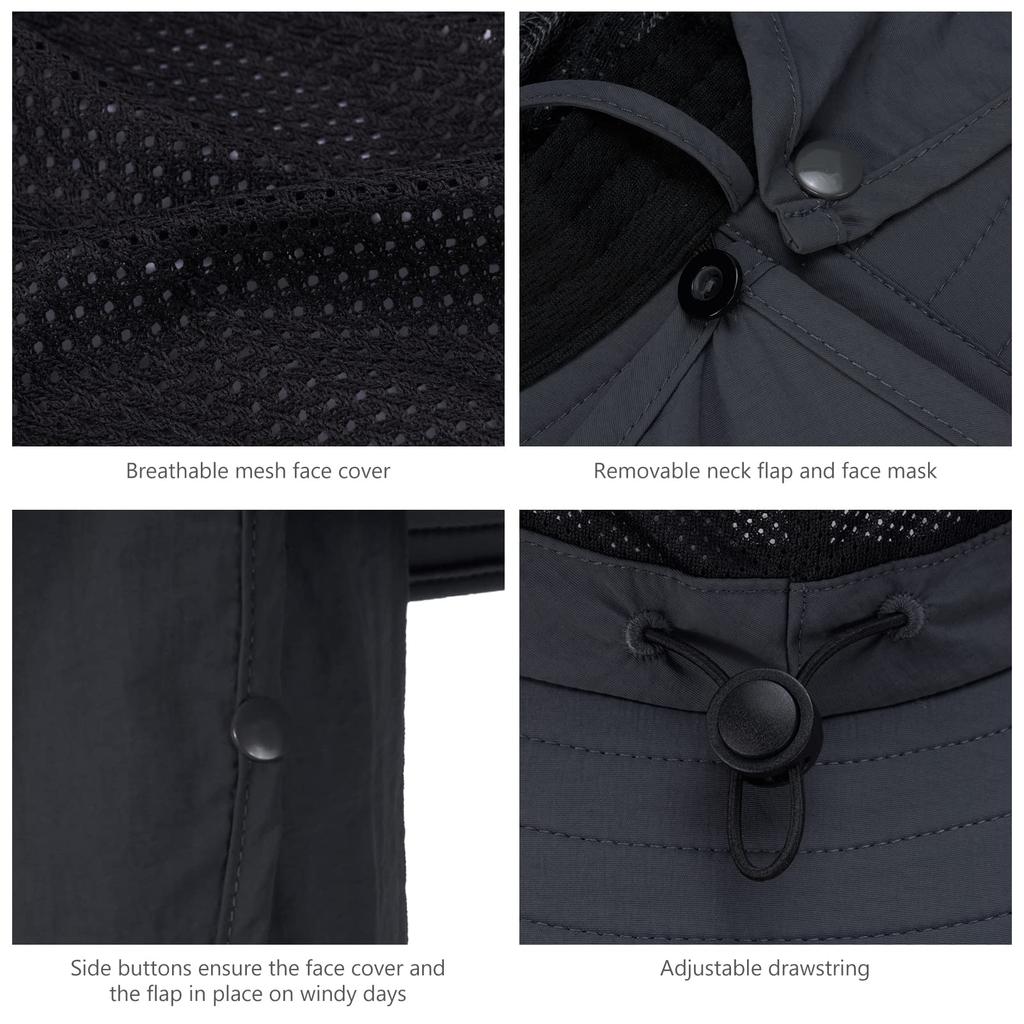 Bassdash Foldable Fishing Hat with 360° Sun Protection, 3-Way Protection, UPF 50+ Water-Repellent, Unisex