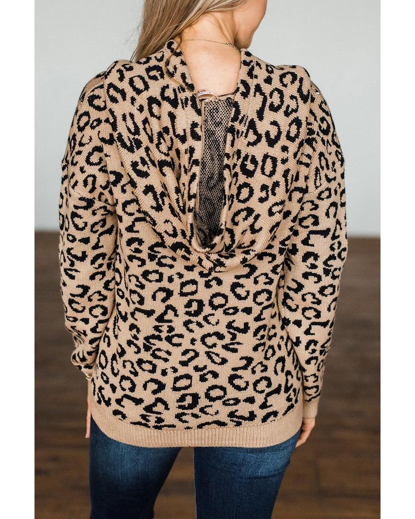 Azura Exchange Леопардовый вязаный худи со шнурком