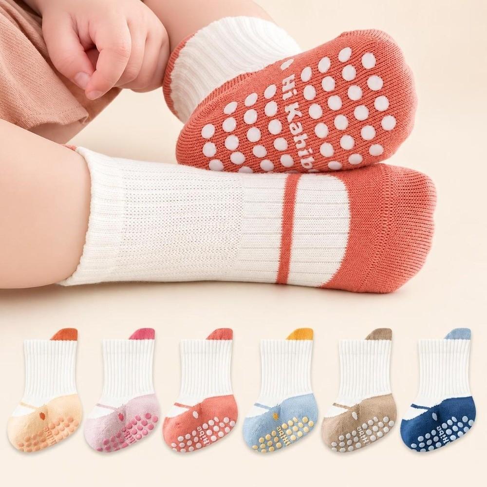 3 Pairs Soft Cotton Anti-Slip Socks Non-Slip Infant Walking Socks Kids Crawling Socks For Newborn