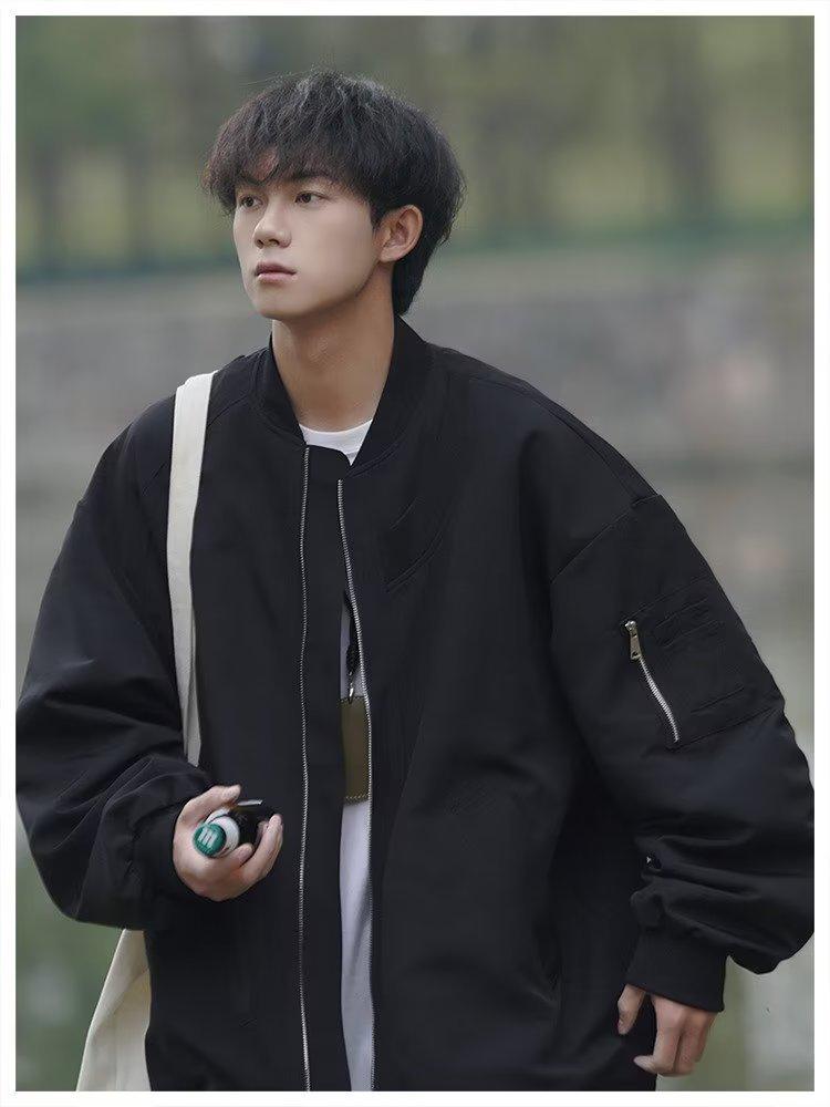 Men's Retro Vintage Loose Bomber Jacket - Autumn Trendy American High-End Style