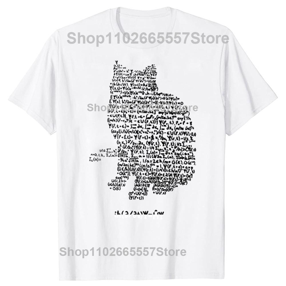 Maxwell Cat Quantum Mechanics Equation Theory T Shirts Physics and Mathematics Math Funny Cat Tshirt Oversized Men Europe Size
