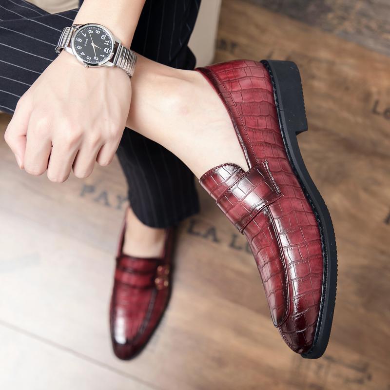 Newest Vintage Blue Genuine Leather Men'S Loafers Low-Heel Comfortable Men Formal Shoes Big Size Slip-On Leather Shoes Casual Men