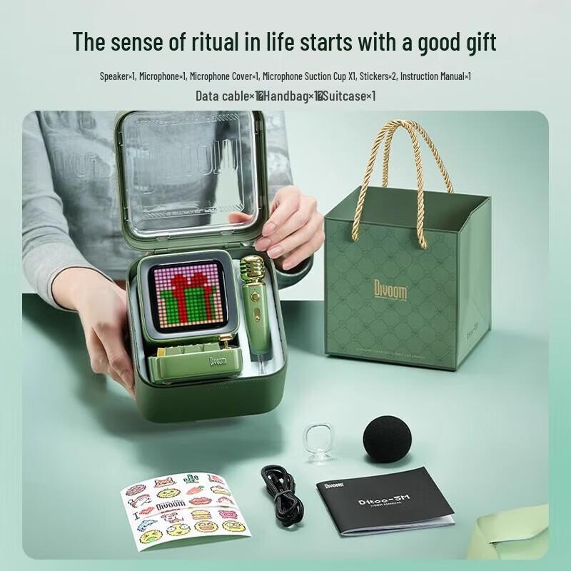 Divoom Ditoo-Mic Retro Pixel Art Bluetooth Speaker with Karaoke Microphone