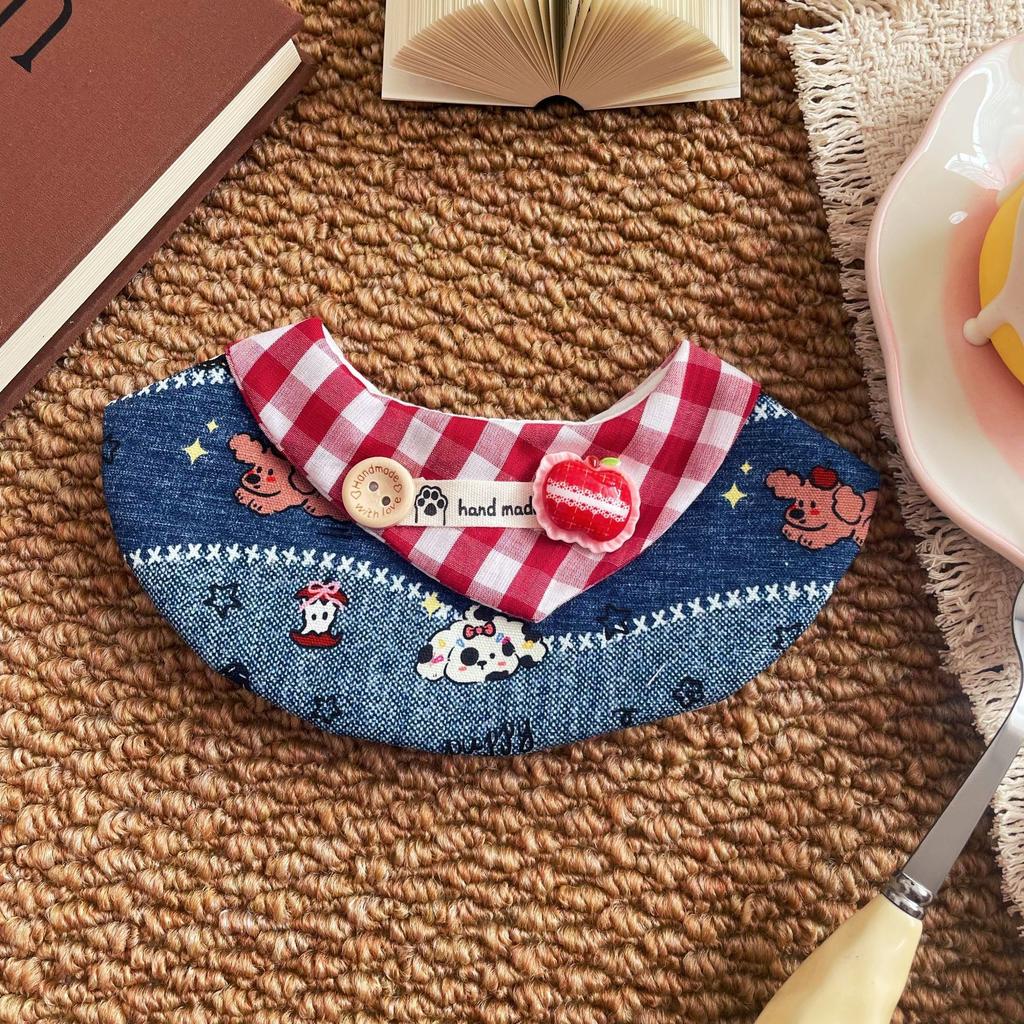 Cute Cartoon Printed Pet Collar Bib Adjustable Scarf Dress‑up for Cats Small & Medium Dogs Teddy