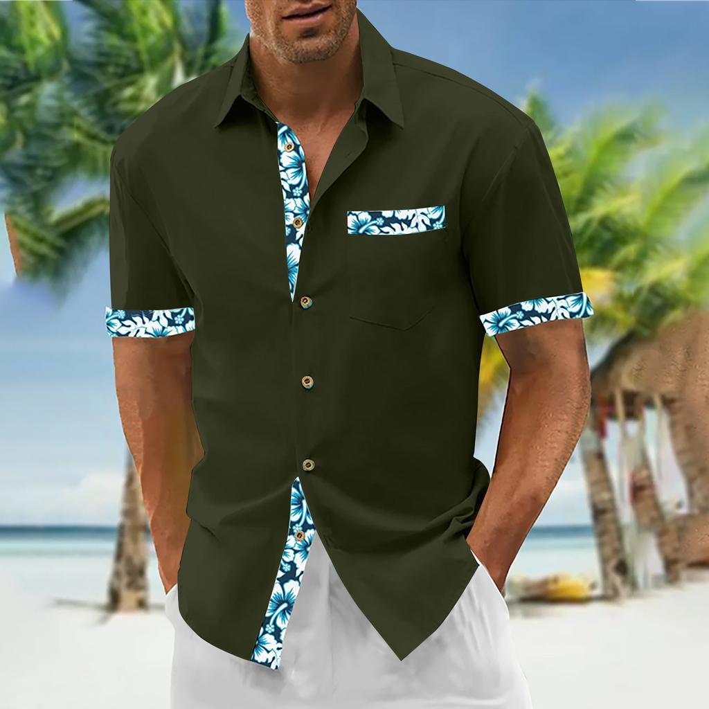 Гавайская рубашка для мужчин, мужские винтажные рубашки для боулинга на пуговицах, летняя пляжная рубашка с коротким рукавом