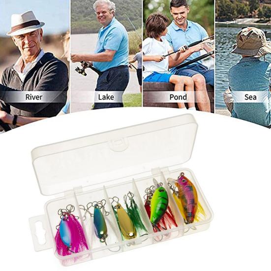 20Pcs/Set Fishing Lure Kit with Artificial Hard Bait Metal Spinner Blade Colorful Feather Freshwater Saltwater Fishing Accessories