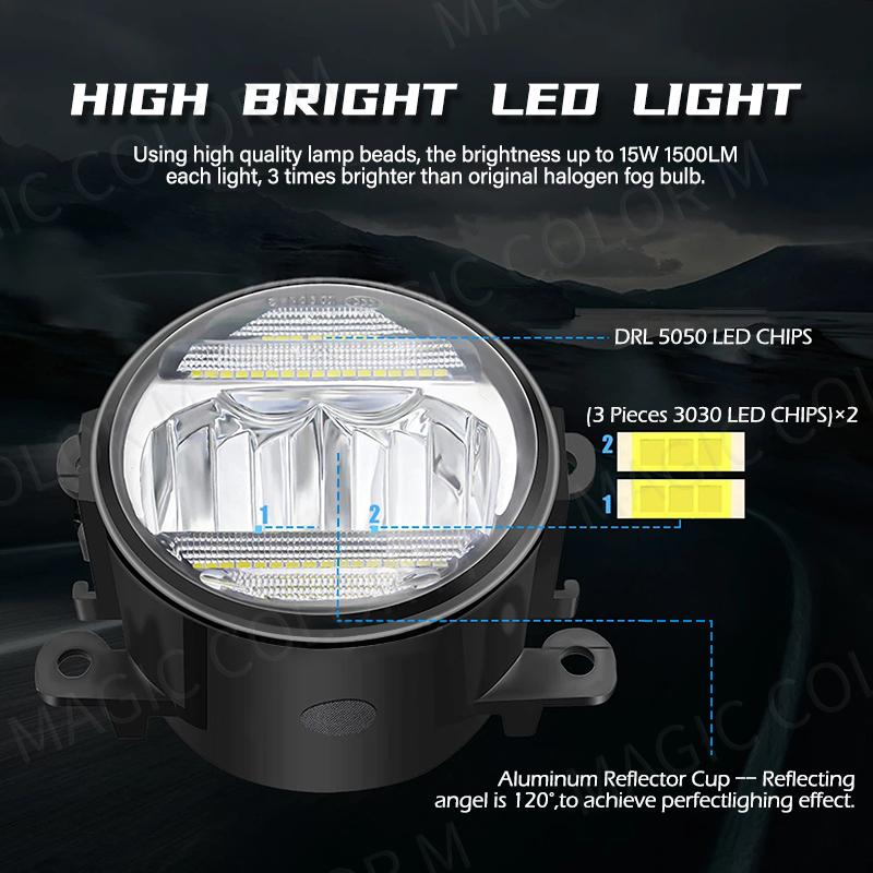 2 в 1 Автомобильные светодиодные противотуманные фары DRL дневные ходовые огни для Honda Accord Fit CR-V City Civic для Ford Focus Fusion Fiesta C-Max Edge 12 В