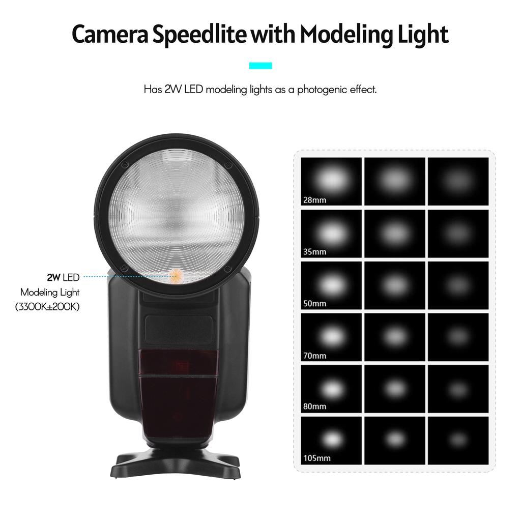 Universal Wireless TTL Flash Speedlite On-camera 2.4G Master/ Slave Speedlight Round Head 76Ws