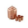 8 Litre Hammered Copper Water Dispenser (Matka) Container Pot with 4 Pure Copper Glasses with Pure Copper