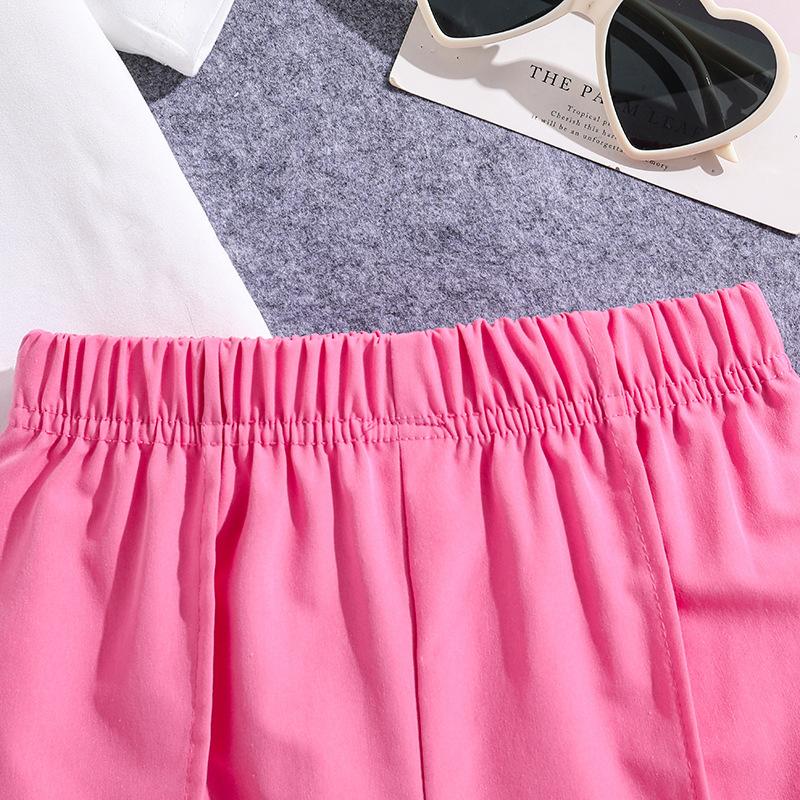 Повседневный костюм для девочек, летний детский модный костюм с принтом «любовь» с короткими рукавами и шортами