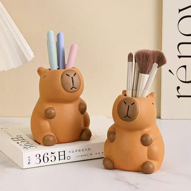Cartoon Capybara Pen Holder Tabletop Storage Interesting Capybara Pencil Storage Box Multi-Functional Cosmetic Organizer