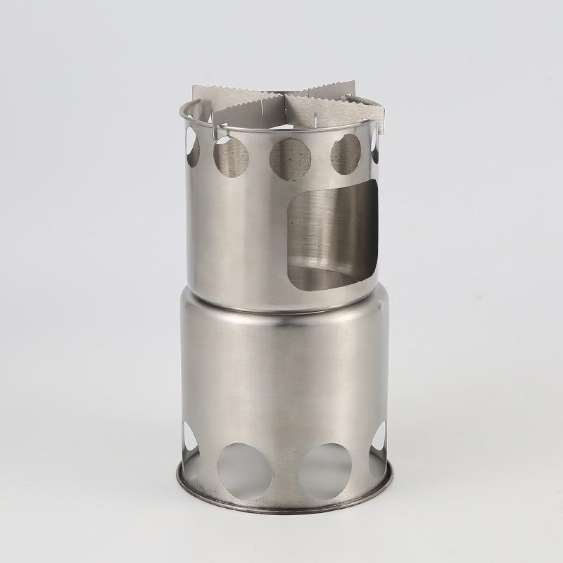 Portable Windproof Stainless Steel Wood Stove & Folding Pot Set for Outdoor Camping & BBQ