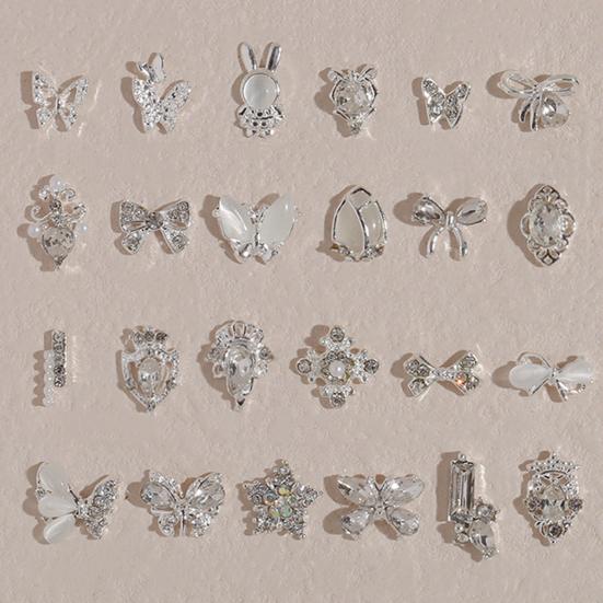 20Pcs Nail Ornaments Creative Shape Fade-Resistant Alloy Unique Butterfly Nail Charms Shiny Manicures Decor Birthday Gift