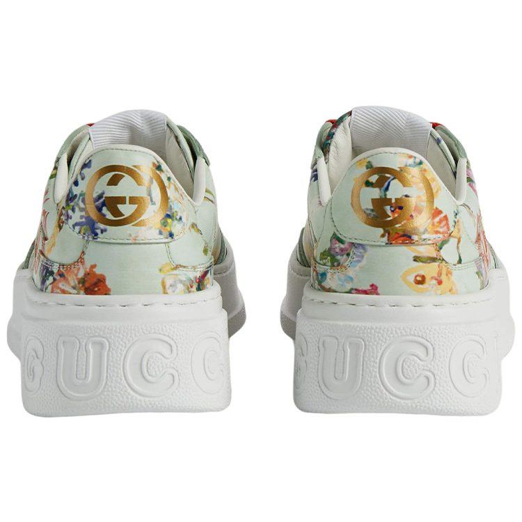 Gucci Кеды Chunky B Soave Amore Обувь Кожаные Низкие Стильные Кеды для Скейтбординга Женские Мятно-Зеленые 710977 AAANZ 3936