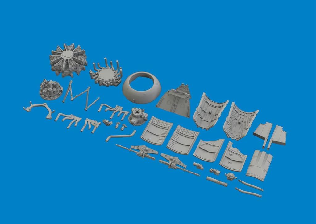Eduard 1/48 Brassin Fw190A-6 Engine (for Eduard) Plastic Model Parts EDU6481102 (Airplane)