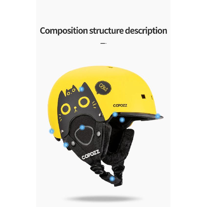 COPOZZ  Kids Cartoons Ski Helmet  Integrally-molded Safety Outdoor Skiing Cycling Protection Helmet Skiing Equipment