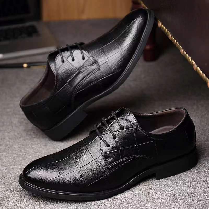 New checkered suit men's business leather shoes formal men's shoes trendy versatile casual work best man shoes wedding shoes men