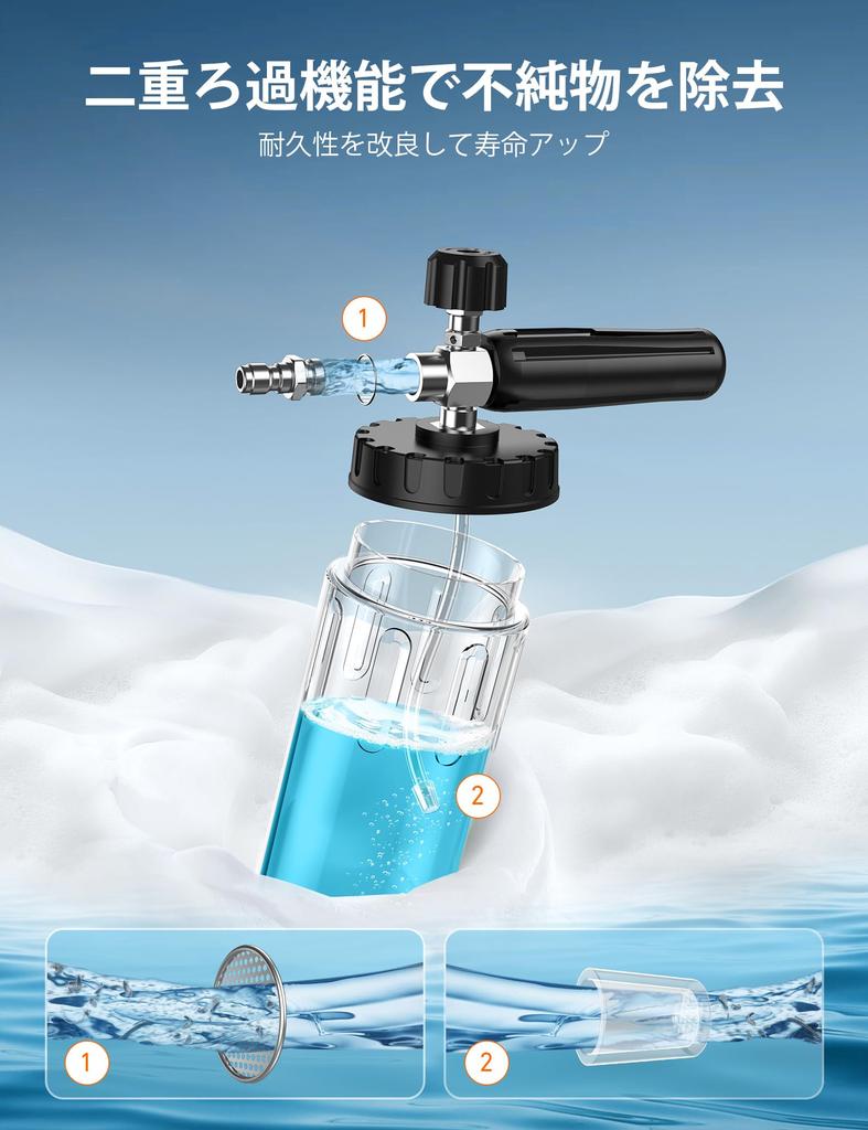 AstroAI Foam Car Wash Foam Capacity Quick Connector Plug For High Pressure For Pressure Washing Nozzle High Foam Volume Orange Label Cannon, Gun, 1L,