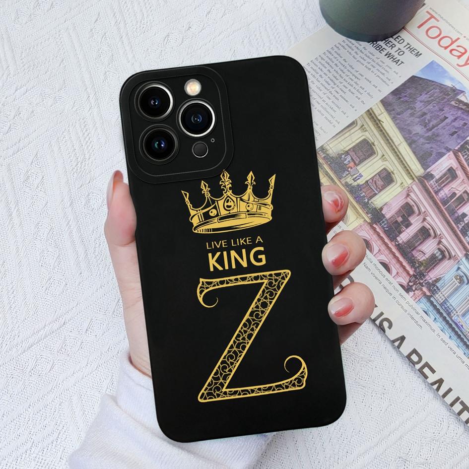Case Cover For Apple iPhone X XS XR SE 13 14 15 Pro Max Luxury Crown Letters Liquid Soft Silicone Shockproof Matte Anti Drop For iPhone Shell Bumper