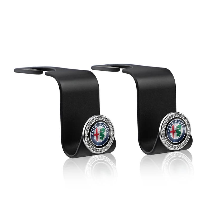 Car Stickers For Alfa Romeo 2Pcs Car Seat Back Hooks Auto Accessories For Alfa Romeo Spider Giulia Giulietta 156 Tonale Mito Ste