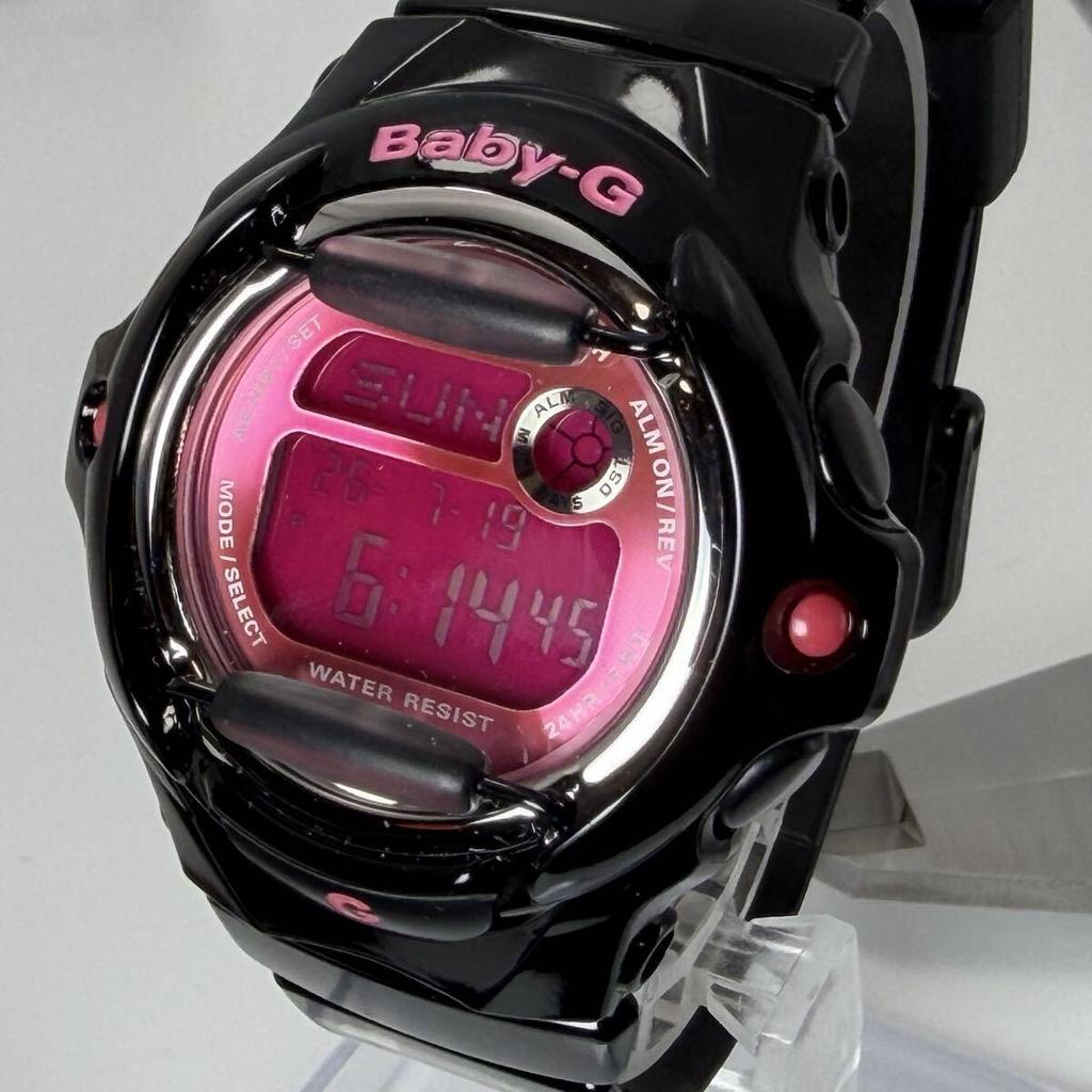 Б/у Рабочий item CASIO Baby-G BG-169R Касио наручные часы кварцевые черный розовый циферблат женские