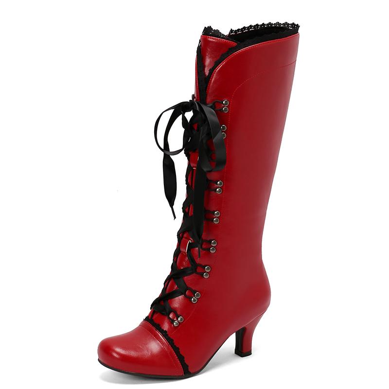 Q/Женские ботинки на высоком каблуке, осенне-зимние новые однотонные большие ботинки Martin в европейском и американском стиле