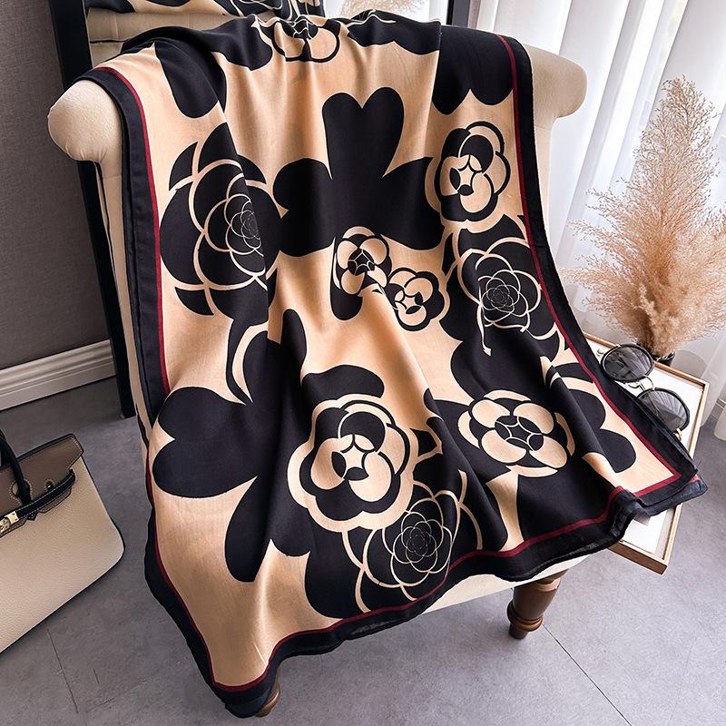 2024 Autumn/Winter New Extended Cotton And Hemp Sunscreen Warm Shawl Neck Versatile Headscarf For Women