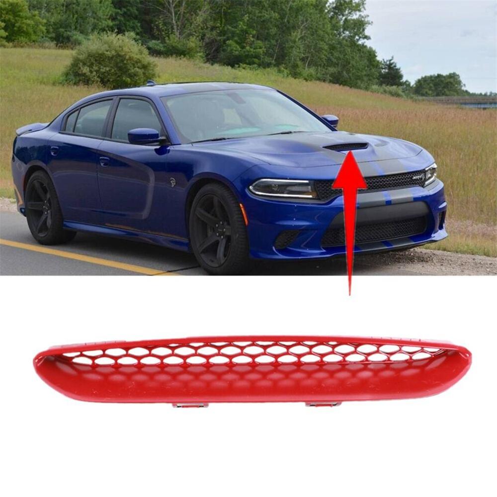 For 2015-2020 Dodge Charger SRT Car Hood Scoop Bezel Center Grid Grille Trim Red