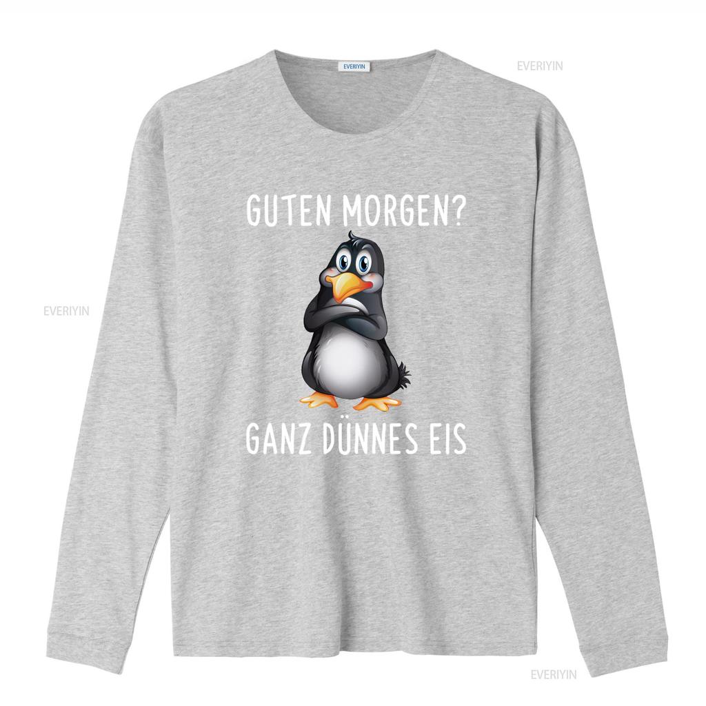 Доброе утро Guten Morgen Смешная ворчливая пингвин футболка с принтом Ganz Dunnes Eis винтажная стираная унисекс универсальная повседневная