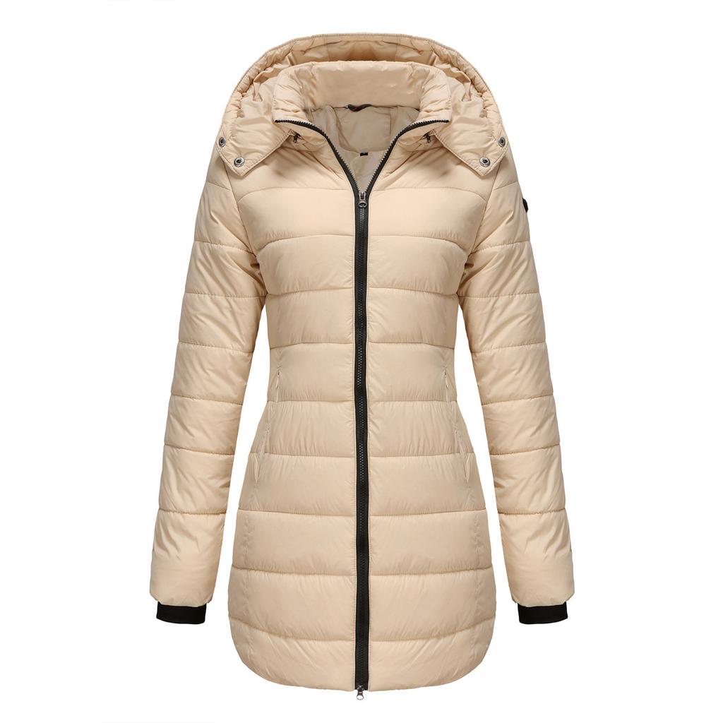 Women's Waterproof Cotton Loose Jacket, Autumn Winter Long Sleeve Parka Warm Cotton Coat, Detachable Hood, Multiple Colors Available