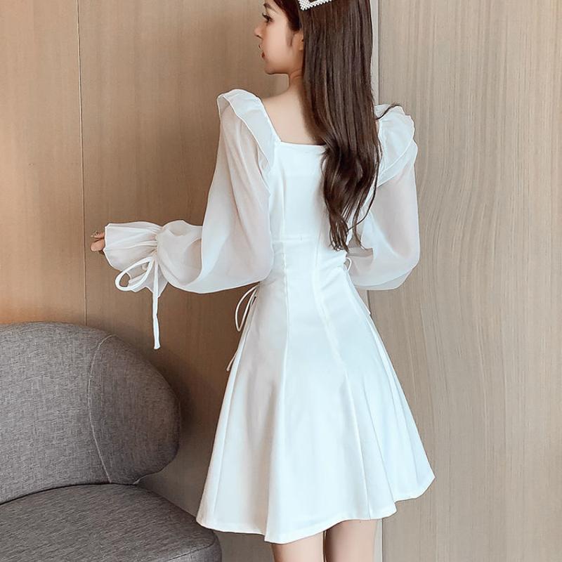 WTEMPO Шифоновые платья, женское модное элегантное тонкое мини-платье с квадратным воротником, сексуальное платье, уличная одежда, повседневное женское платье Y2k