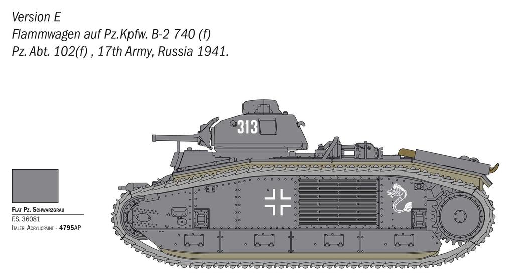 Italeri 1/56 Французский тяжелый танк B1 bis времен Второй мировой войны Пластиковый набор для сборки IT25766
