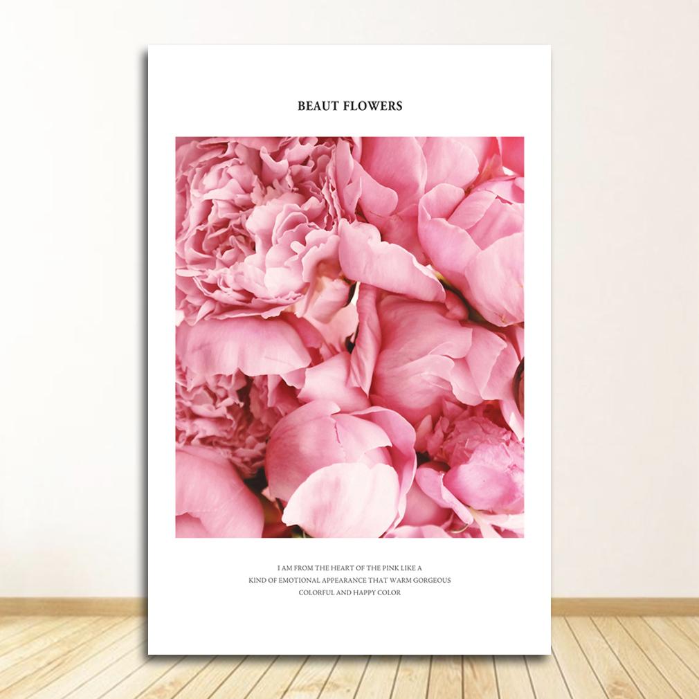 Canvas Painting Nordic Decor Elegant Peony Flower Phrase Poster And Print Wall Art Picture For Living Room Home Decoration