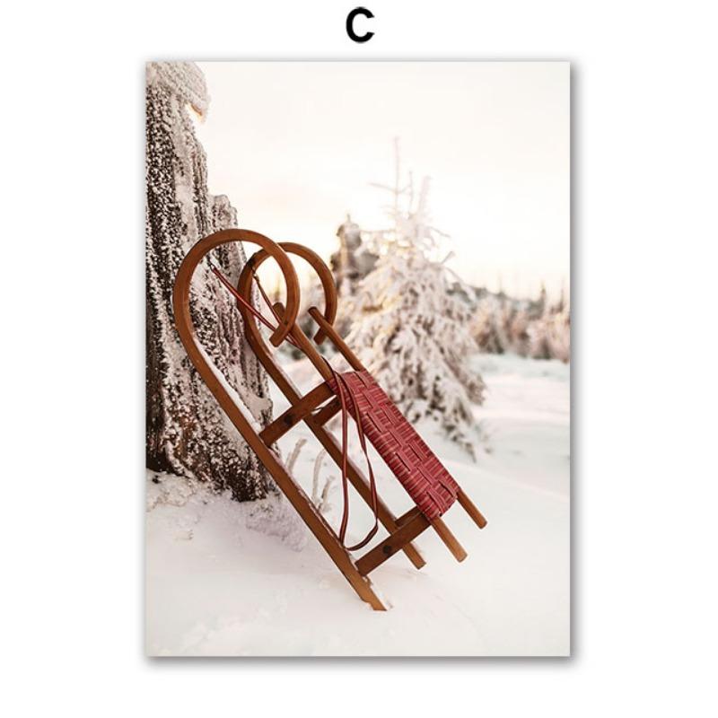 Снежные рождественские печенья Елка Апельсиновый сок Носки Подарок Настенное искусство Холст Живопись Постеры Принты Настенные картины для декора гостиной