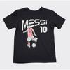 Черная футболка для мальчика Messi 10 с изображением бьющего по мячу футболиста. Размеры для мальчиков S-XL. Совершенно новый!
