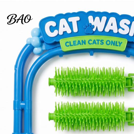 Pet Grooming Supplies Cat Wash Station, Self Groomer with Soft Rubbing Brushes, Brush for Cats Car Design Massage Scratcher Indoor Loose Fur