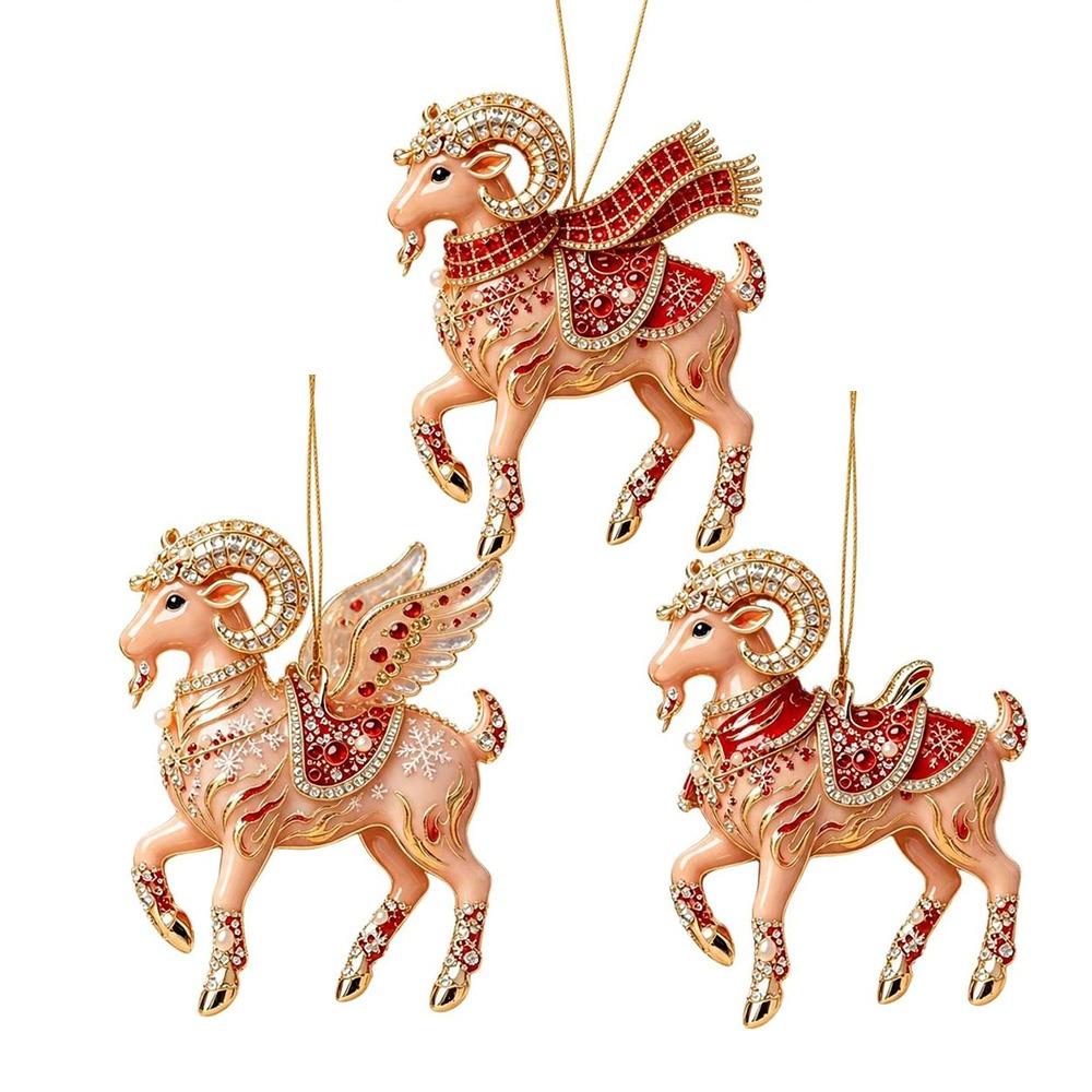 Acrylic Goat Pendant Shining Animal Hanging Decoration Zodiac Goat Souvenir Holiday Party Decor