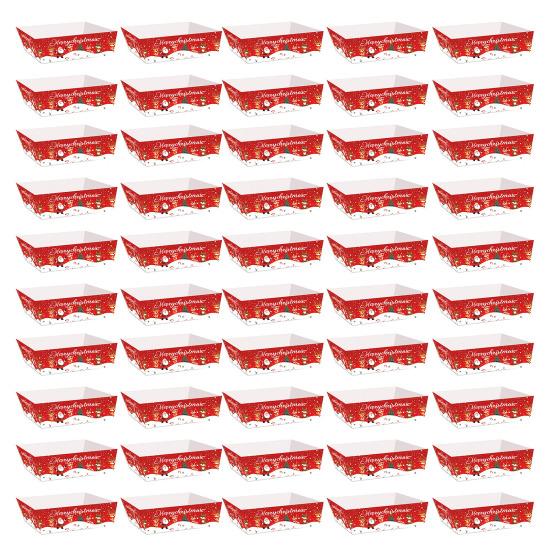 Рождественские подносы для закусок Одноразовые бумажные лодочки для еды для праздничных блюд Дизайны Санты Санты Елки Поднос для сервировки Защищенные от протекания держатели для еды для праздника