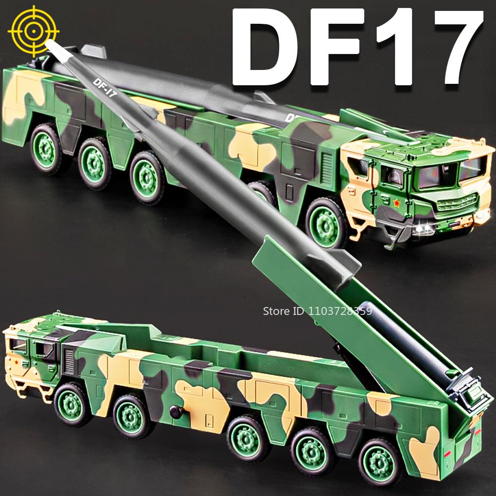 1:50 DF17 Пусковая установка ракеты Модели Игрушки Металл Литье под давлением Мини-ракетная установка Звук Свет Движение вперед Военный автомобиль Подарки для мальчиков
