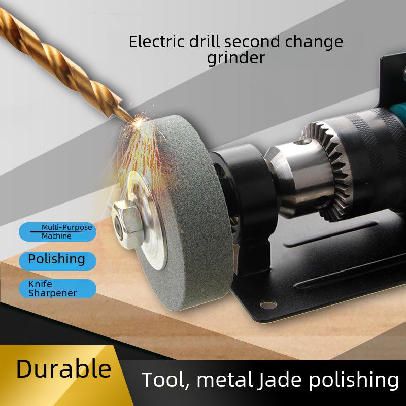 Мини-заточной станок для бытовых дрелей с конверсионной головкой и шлифовальным кругом для полировки металла.