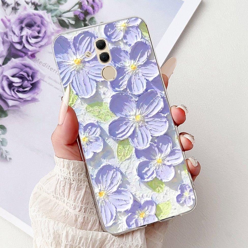Clear For Huawei Mate 20Lite SNE-LX3 INE-LX2 Back Cover For Huawei Mate 20 Lite Case Cute Cartoon Cat Luxury Flowers Funny Funda