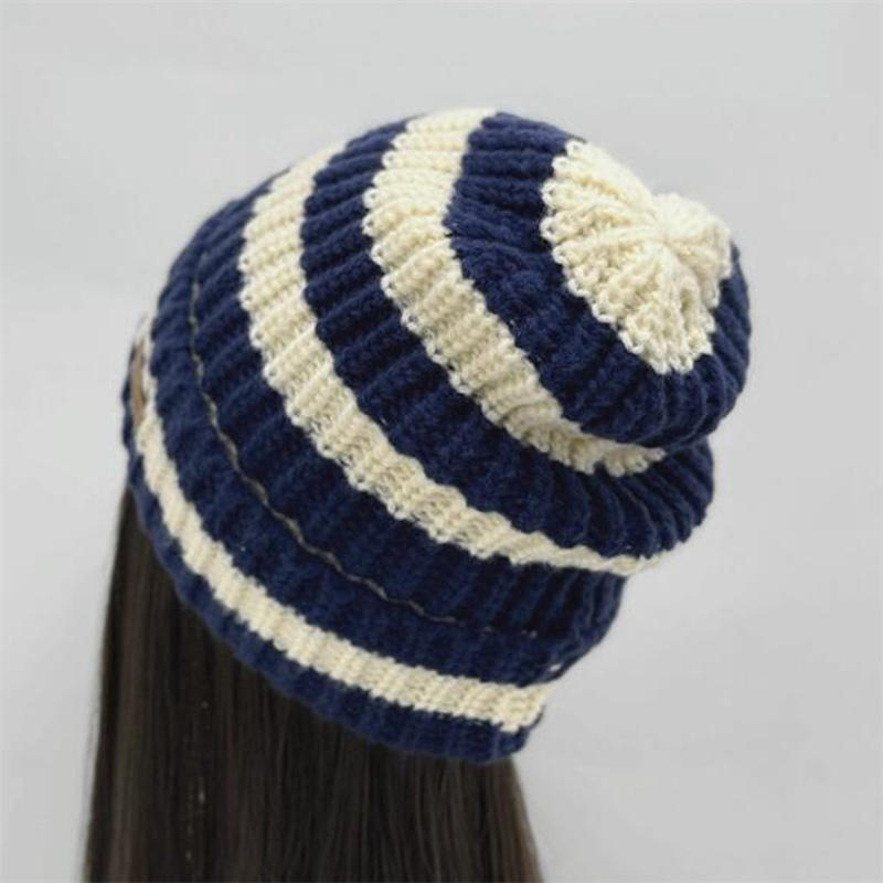 Модная женская и мужская полосатая шапка-бини для улицы, для холодной погоды, зима, теплая шапка-чепец