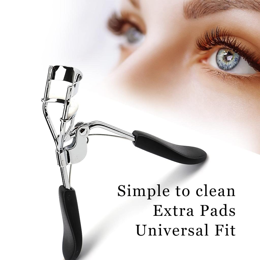 Eyelash Curler, Vegan Makeup Tool, Manual Eyelash Curler, Creates Eye-Opening & Lifted Lashes, Lash Curler Includes Additional Rubber Replacement Pad