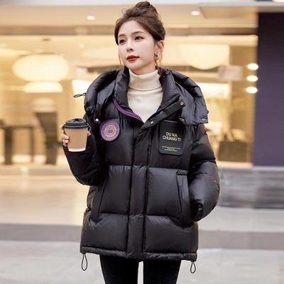 Черно-золотая куртка с пуховым наполнителем, зимняя, свободная, взрывная, короткая, толстая, стеганая куртка, куртка-хлеб, куртка большого размера