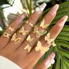 Cross Border Fashion Design Butterfly Opening Multi Joint Ring Set, Niche Elegant Heart Ring