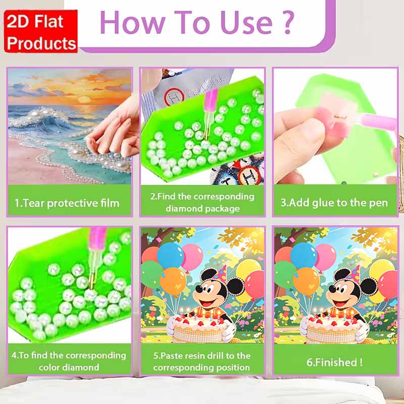 Disney Pearl Art Painting Mickey Birthday Cake Wall Decor Fun Party Picture Crafts Adult/Beginner Gift Creative Home Decor Unframed