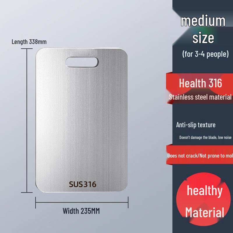 Большая антибактериальная разделочная доска - нержавеющая сталь 316, защита от плесени, утолщенная для кухонного использования