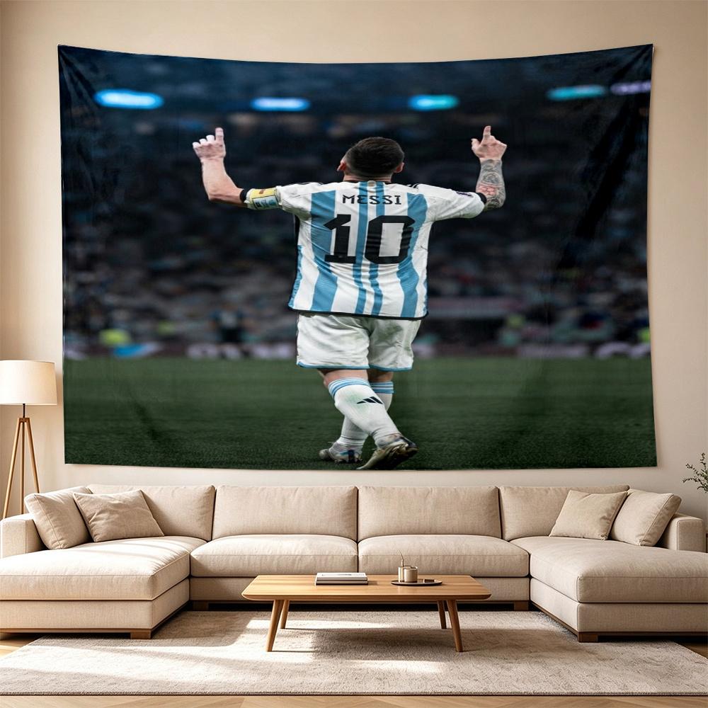 Messi Lionel Messi Soccer Celebration Polyester Wall Hanging Tapestry, Aesthetic Home Decor for Bedroom Dorm Photo Backdrop