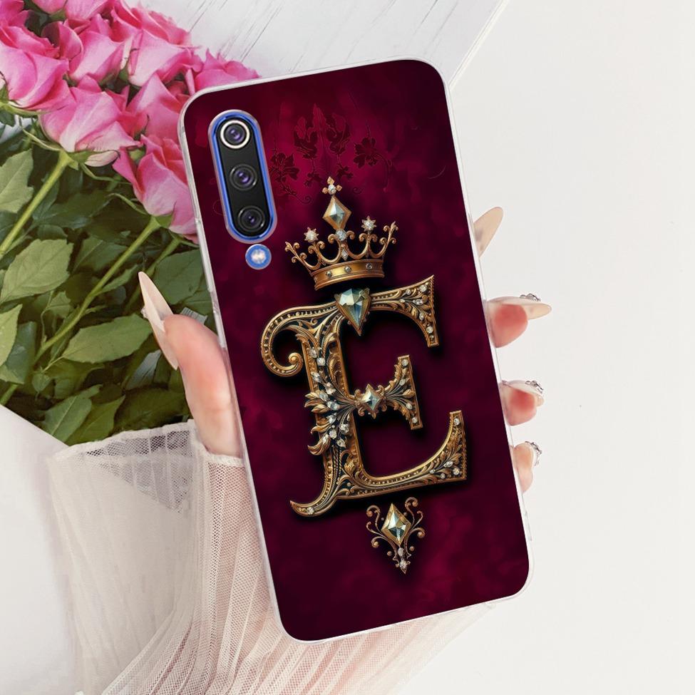 Чехол для Xiaomi Mi 9 SE Прозрачный Роскошная Корона Буквы от A до Z 2D Плоский Рисунок Мягкий Корпус Для Xiaomi Mi 9SE Чехол M1903F2G