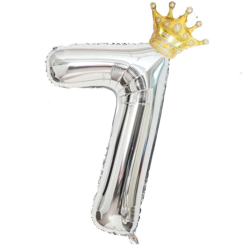 Набор из 2 серебряных воздушных шаров с цифрами от 0 до 9 и золотых воздушных шаров в виде короны, подходит для празднования дней рождения, юбилеев и вечеринок